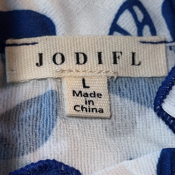 JODIFIL Blue Floral Printed Ruffled Sleeve Embroidered top - Picture 8 of 8